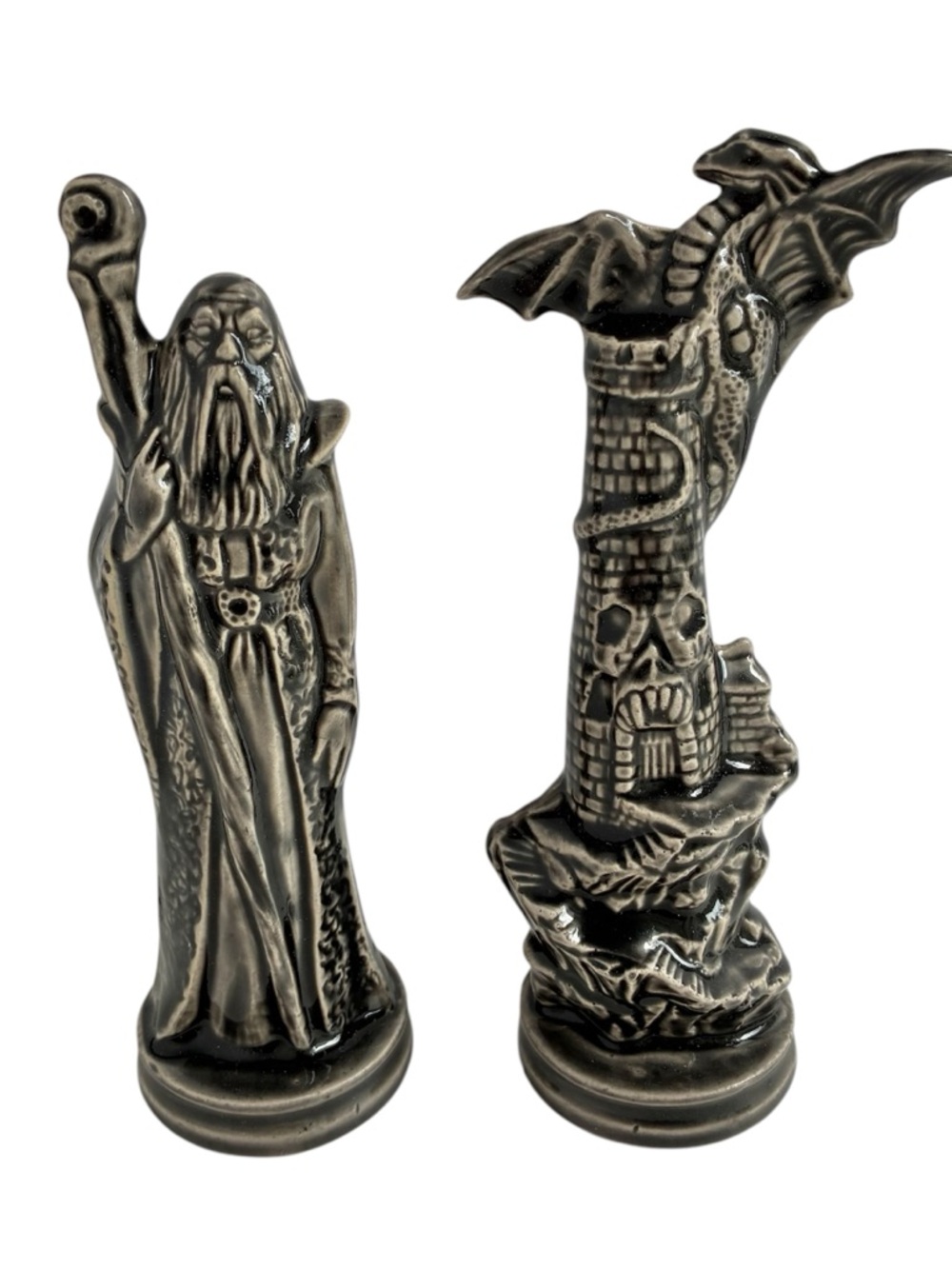 Lord Of The Rings Ceramic Black Gandalf Castle Dragon Figures 7” Lot Of 2